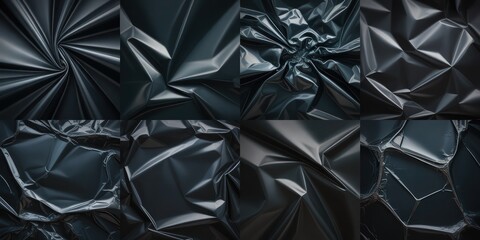 Dark Crumpled Plastic Texture Background.