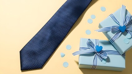 Blue tie with gift boxes