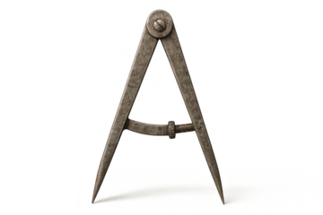 Antique divider calipers tool illustration on transparent background.