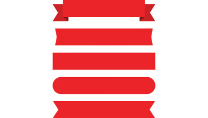 A collection of red banners and ribbons on a white background.