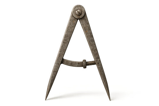 Antique divider calipers tool illustration on transparent background.