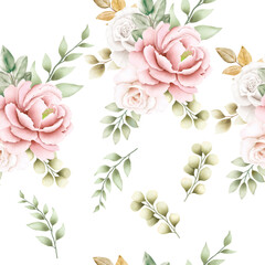 watercolor flower rose seamless pattern