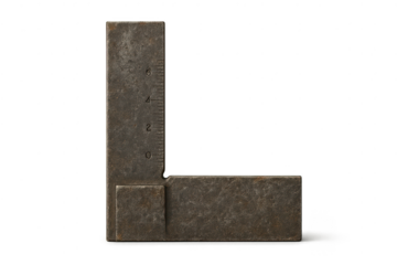 Steel Square Tool on transparent background, measuring precision angle