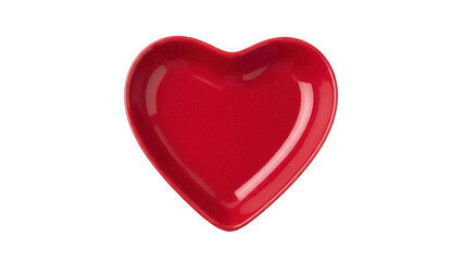 Red heart-shaped bowl isolated PNG, love symbol for Valentine s Day and romantic occasions, on transparent background