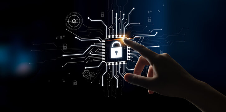 Cyber security system protecting digital infrastructure. Cyber security ensures data safety, prevents breaches, cyber security strengthens defense, and supports secure operations. Latch - Powered by Adobe