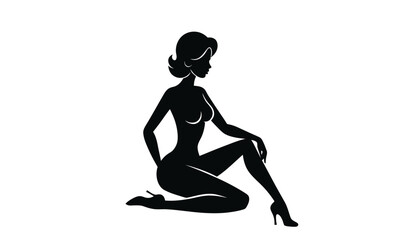 Silhouette of a woman sitting in a classic pin-up pose.