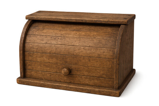 Rustic breadbox made of wood with a transparent background, brown color