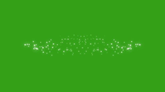 Magic sparkle dust path with fast glitter motion lines glowing doodle stars, shimmering white twinkling particles, smooth glitter motion, bright shiny overlays, and elegant intro on a green background