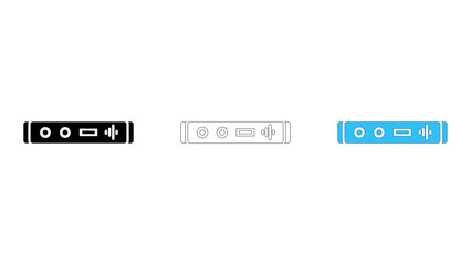 Front audio panel icon for quick headphone and microphone audio access on a computer or device