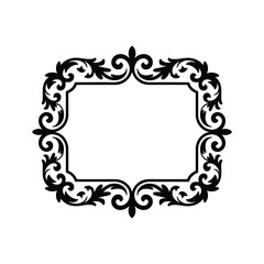 Elegant black ornate frame with decorative swirls and a blank center