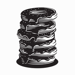 Donut Stack Vector. Black and white Donut Stack Stock Illustrations