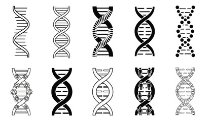 A collection of diverse DNA helix illustrations.