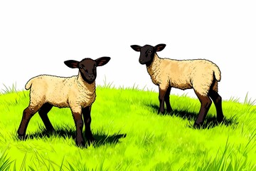 two lambs green field comic