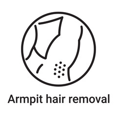 Armpit hair removal icon. Vector line symbol for a website, product card, presentation and mobile app, packaging or instruction. Editable outline sign