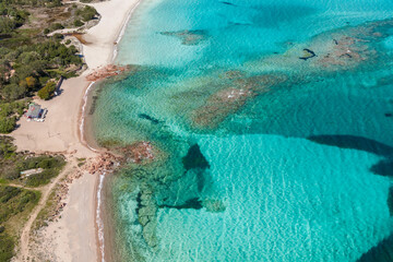 aerial view of porto istana beach popular tourist spot in Olbia Sardinia