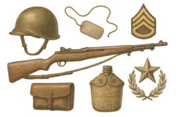 World War II Equipment on transparent background, M1 Garand Rifle