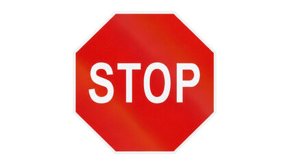 Red stop sign PNG isolated on transparent background, octagon shape traffic sign for road safety and transportation regulations