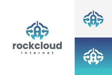 rocket cloud technology logo vector