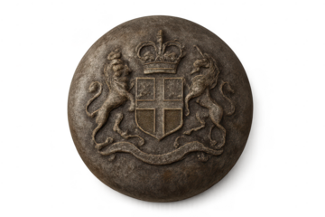 Heraldic emblem with lions and crown on a transparent background image.