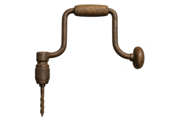 Antique Hand Drill on transparent background for your creative use.