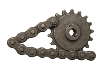 Gear and chain illustration with transparent background design detail.