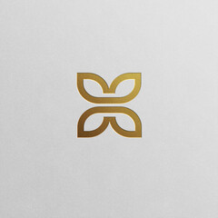 Geometric flower logo in luxury gold shades. Sleek and modern design can fit various industries.

