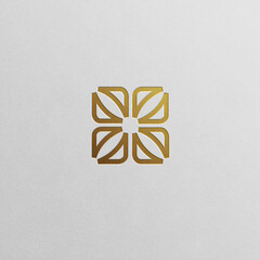 Geometric flower logo in luxury gold shades. Sleek and modern design can fit various industries.

