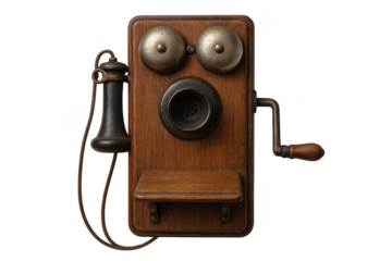 Vintage Wall Telephone on a transparent background for your designs.