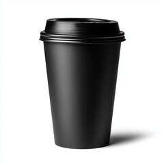 Black Coffee Cup Mockup on White Background