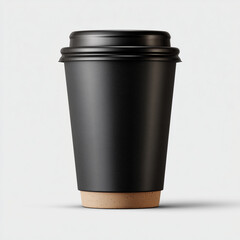 Black Coffee Cup Mockup on Gray Studio Background