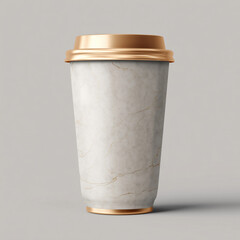 Luxury Marble Coffee Cup Mockup with Gold Lid