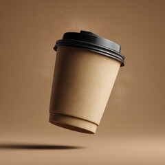 Floating Disposable Coffee Cup with Black Lid 