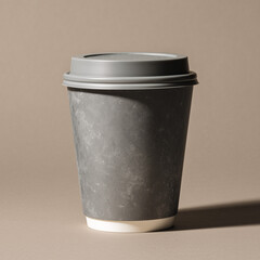 Minimal Disposable Coffee Cup with Gray Texture on Neutral Background