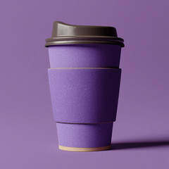 Purple Takeaway Coffee Cup Mockup on Pastel Pink Background