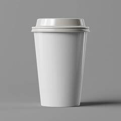 White Takeaway Coffee Cup Mockup on Gray Background 