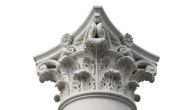 Fototapeta Ornate Corinthian column capital PNG isolated on transparent background, architectural detail for design and historical projects