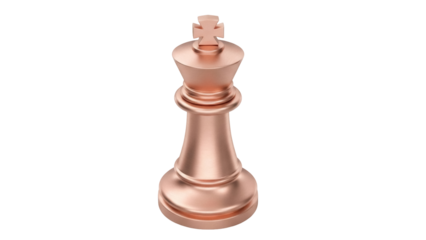 Elegant copper king chess piece isolated PNG, strategic game element for design projects on transparent background