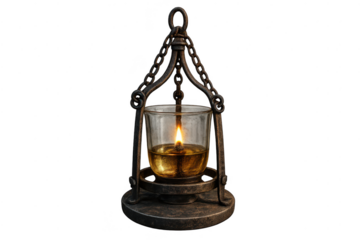 Antique Oil Lamp with Transparent Glass on a transparent background