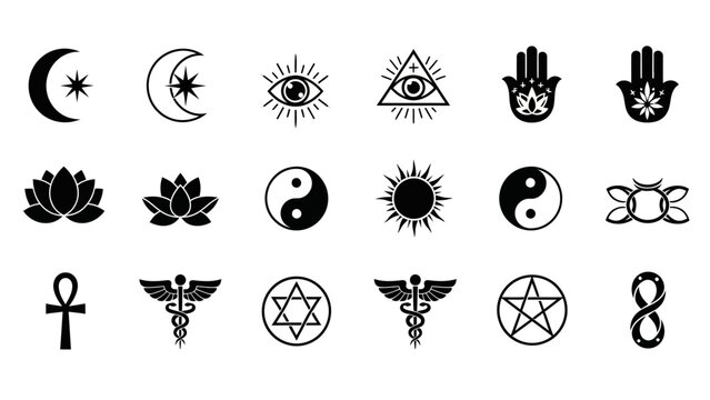 Collection of Mystical and Spiritual Symbols for esoteric and occult themes