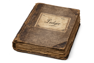 Old Ledger Book with a transparent background for digital compositions.