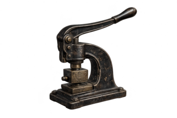 Antique lever press machine on a transparent background image capture