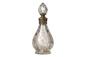 Ornate Perfume Bottle with transparent background on black backdrop shot