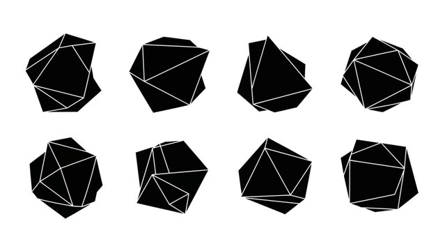 Set of abstract geometric low poly shapes on a white background