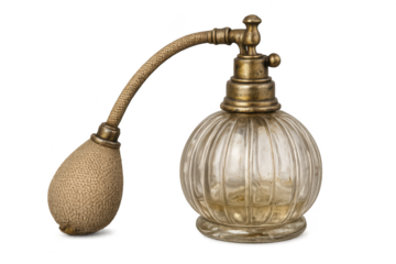 Vintage Perfume Bottle with transparent background on black canvas.