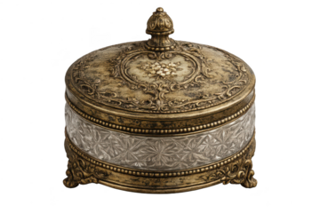 Ornate Jewelry Box with Transparent Sides on transparent background.