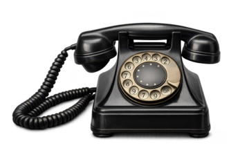 Old Black Rotary Telephone with Transparent Background - Communication Tool