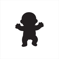  Silhouette cartoon baby walking silhouette vector Illustrator