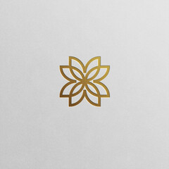 Geometric flower logo in luxury gold shades. Sleek and modern design can fit various industries.

