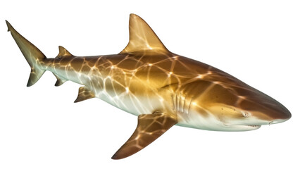 Brown shark PNG isolated on transparent background, marine predator with streamlined body and sharp teeth for wildlife and ocean themes