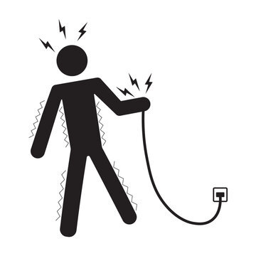 flat icon vector of person getting electrocuted